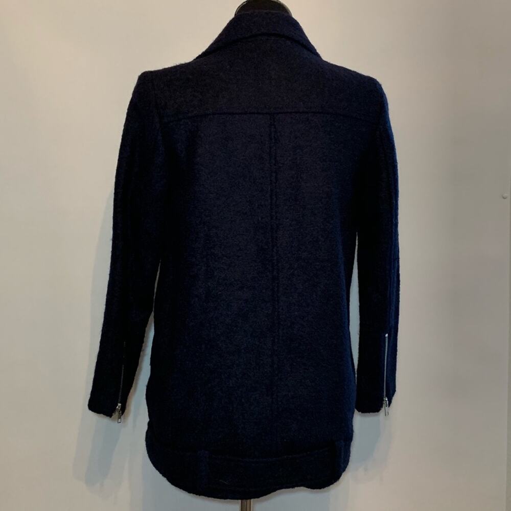 The Kooples navy blue wool blend moto biker coat size 34 or Extra Small XS - Picture 10 of 16